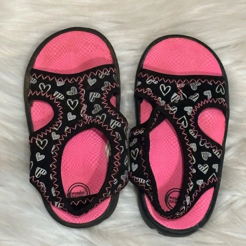 Wonder Nation Pink and Black Water Sandals size 5